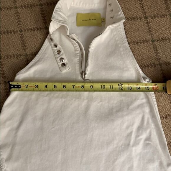Marques Almeida white distressed denim sleeveless top w silver hardware. 8 NWOT - Picture 6 of 12